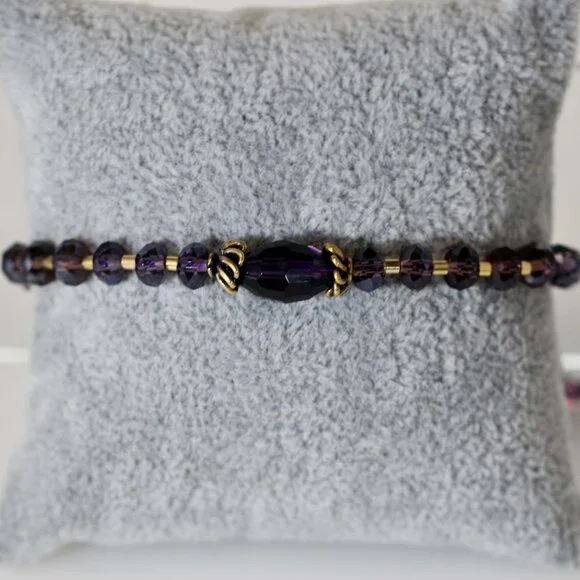Classic Multi Glass Gold-Filled Beads Adjustable Bracelet - Picture 6 of 7